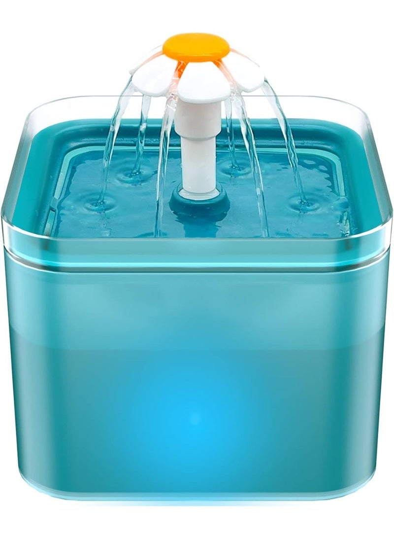 water Fountain, 2L Water Fountain for Drinking, Ultra Silent, LED Light, Activated Carbon Filter, Three Flow Patterns, Living Water Supply, Fountain for and Small Dogs - Image 1